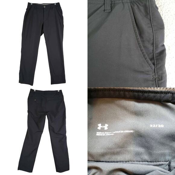 Under Armour Golf Pants Mens Size 32x30 Black Performance Straight Flat Front 32 - Picture 1 of 9